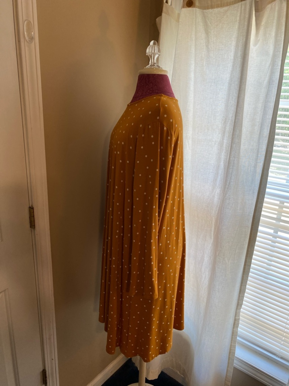 Old Navy Mustard Yellow Polka Dot Dress  Size XXL Soft Comfortable Career Wear - Picture 5 of 8